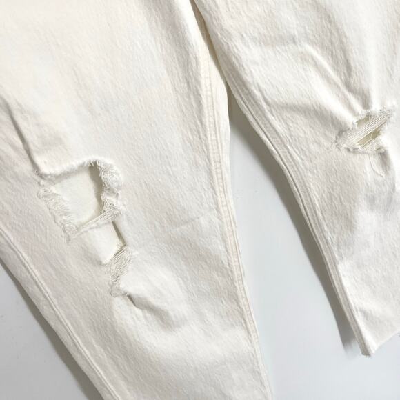 GAP NWT Cheeky Straight High Rise Raw Hem Jeans Distressed Sz 31\12R White - Picture 3 of 12